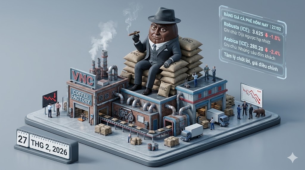 Phân tích Cà phê 27/02: Robusta dội ngược về 3.625 để hạ nhiệt, Arabica nhúng sâu 